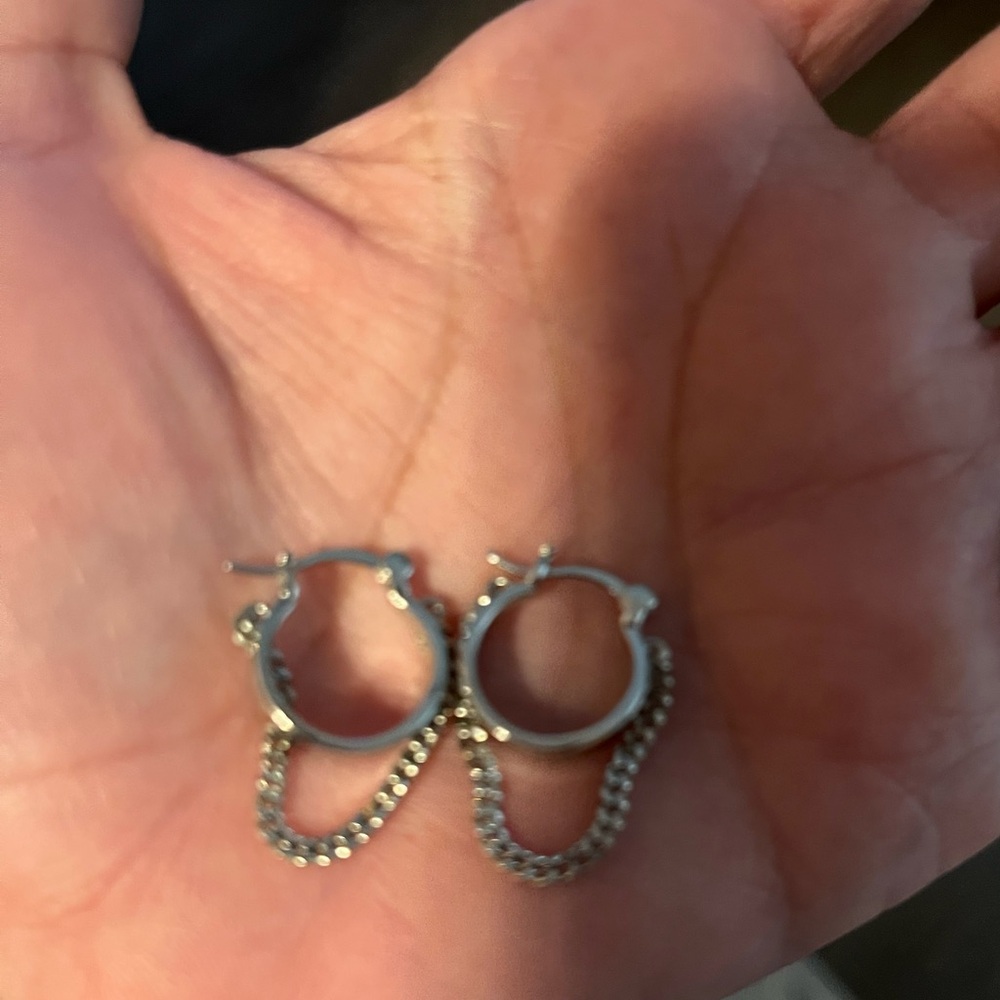 Silver Chain Hoop Earrings